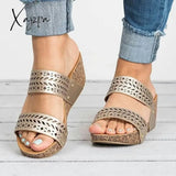 Xajzpa New Fashion Slippers High Heel Wedge Women Shoes Trend Luxury Sandals Designers Outdoor