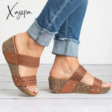 Xajzpa New Fashion Slippers High Heel Wedge Women Shoes Trend Luxury Sandals Designers Outdoor