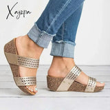 Xajzpa New Fashion Slippers High Heel Wedge Women Shoes Trend Luxury Sandals Designers Outdoor