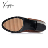 Xajzpa - New Fashion Soft Leather Women Ankle Boots High Heels Zipper Shoes Warm Fur Winter For