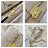 Xajzpa - New Fashion Stone Leather Chain Lock Shoulder Bags Women Crossbody Vintage Ladies