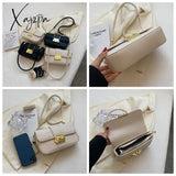 Xajzpa - New Fashion Stone Leather Chain Lock Shoulder Bags Women Crossbody Vintage Ladies