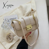 Xajzpa - New Fashion Stone Leather Chain Lock Shoulder Bags Women Crossbody Vintage Ladies