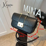 Xajzpa - New Fashion Stone Leather Chain Lock Shoulder Bags Women Crossbody Vintage Ladies