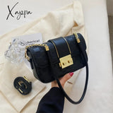 Xajzpa - New Fashion Stone Leather Chain Lock Shoulder Bags Women Crossbody Vintage Ladies