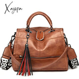 Xajzpa - New Fashion Tassel Women Handbag Leather Shoulder Bags Famous Brand Designer Ladies Casual