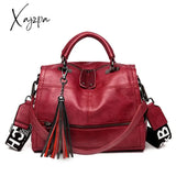 Xajzpa - New Fashion Tassel Women Handbag Leather Shoulder Bags Famous Brand Designer Ladies Casual