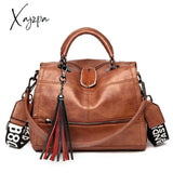 Xajzpa - New Fashion Tassel Women Handbag Leather Shoulder Bags Famous Brand Designer Ladies Casual