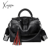 Xajzpa - New Fashion Tassel Women Handbag Leather Shoulder Bags Famous Brand Designer Ladies Casual