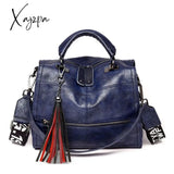 Xajzpa - New Fashion Tassel Women Handbag Leather Shoulder Bags Famous Brand Designer Ladies Casual