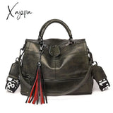 Xajzpa - New Fashion Tassel Women Handbag Leather Shoulder Bags Famous Brand Designer Ladies Casual