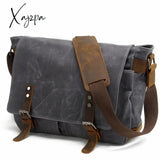 Xajzpa - New Fashion Thick Wax Canvas Men Shoulder bag Messenger bag Men Crossbody Bag Vintage male Leisure Sling bag Casual Boy