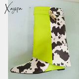 Xajzpa - New Fashion Trouser Leg Boot Crocodile Print Wedges High-Heel Knee Length Knight Boots Big