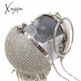 Xajzpa - New Fringed Spherical Evening Bag Diamond Handbag Rhinestone Wedding Purse Bridal Gift