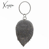 Xajzpa - New Fringed Spherical Evening Bag Diamond Handbag Rhinestone Wedding Purse Bridal Gift