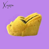 Xajzpa - New Fur Slippers Women’s Wedge Heel Shoes Women High-Heeled Furry Drag Fashion Outdoor