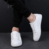 Xajzpa - New Genuine Leather Men Casual Shoes Business Work Office Lace-Up White Fashion Sneakers