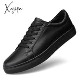 Xajzpa - New Genuine Leather Men Casual Shoes Business Work Office Lace-Up White Fashion Sneakers