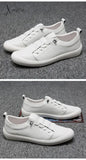 Xajzpa - New Genuine Leather Shoes Men Sneakers Casual Male Footwear Fashion Brand White Mens Cow