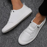 Xajzpa - New Genuine Leather Shoes Men Sneakers Casual Male Footwear Fashion Brand White Mens Cow