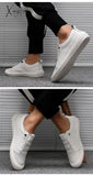 Xajzpa - New Genuine Leather Shoes Men Sneakers Casual Male Footwear Fashion Brand White Mens Cow