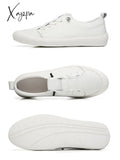 Xajzpa - New Genuine Leather Shoes Men Sneakers Casual Male Footwear Fashion Brand White Mens Cow