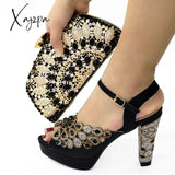 Xajzpa - New Green With Print Desgin Shoes And Evening Bag Set Hot Sale Sandal Handbag Heel Height
