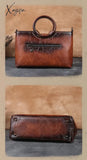 Xajzpa - New High Quality Leather Women Handbag Retro Handmade Embossed Shoulder Bag For Large