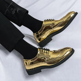 Xajzpa - New In Gold Brogue Shoes For Men Wedding Lace-Up Spring Autumn Size 38-46 Handmade Dress