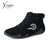 Xajzpa - New In Winter Men Boots Leather With Fur Plush Ankle Snow Keep Warm Western Motorcycle