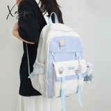 Xajzpa - NEW Korean Style Backpacks Women Travel Bags Cute Bags Candy Color Bag for Teenager Girl Kawaii Waterproof Backpack Pendant