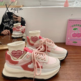 Xajzpa - New Korean Women Sneakers Strawberry Pink Kawaii Love Sports Daddy Shoes Versatile Casual