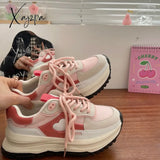 Xajzpa - New Korean Women Sneakers Strawberry Pink Kawaii Love Sports Daddy Shoes Versatile Casual