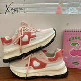 Xajzpa - New Korean Women Sneakers Strawberry Pink Kawaii Love Sports Daddy Shoes Versatile Casual