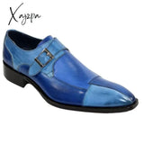 Xajzpa - New Loafers For Men Mixed Colors Buckle Strap Round Toe Spring Autumn Party Wedding Mens