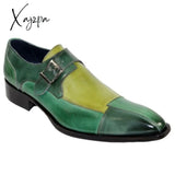 Xajzpa - New Loafers For Men Mixed Colors Buckle Strap Round Toe Spring Autumn Party Wedding Mens