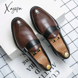 Xajzpa - New Loafers Men Shoes Pu Solid Color Business Casual Wedding Party Daily Classic Monk