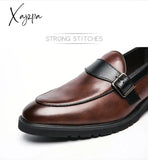 Xajzpa - New Loafers Men Shoes Pu Solid Color Business Casual Wedding Party Daily Classic Monk