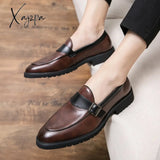 Xajzpa - New Loafers Men Shoes Pu Solid Color Business Casual Wedding Party Daily Classic Monk