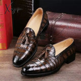 Xajzpa - New Loafers Men Shoes Pu Solid Color Fashion Business Casual Party Daily Crocodile Pattern