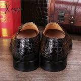 Xajzpa - New Loafers Men Shoes Pu Solid Color Fashion Business Casual Party Daily Crocodile Pattern