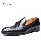 Xajzpa - New Loafers Men Shoes Pu Solid Color Fashion Business Casual Party Daily Crocodile Pattern