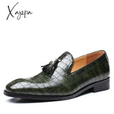 Xajzpa - New Loafers Men Shoes Pu Solid Color Fashion Business Casual Party Daily Crocodile Pattern