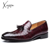 Xajzpa - New Loafers Men Shoes Pu Solid Color Fashion Business Casual Party Daily Crocodile Pattern