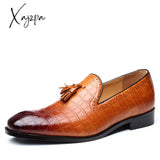 Xajzpa - New Loafers Men Shoes Pu Solid Color Fashion Business Casual Party Daily Crocodile Pattern