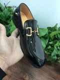 Xajzpa - New Loafers Metal Decoration Slip-On Breathable Wedding Black Pu Leather Size 38-46