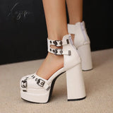 Xajzpa - New Luxury Buckle Women Pumps Ankle Strappy Zip High Heels Platform Fashion Sexy Summer