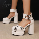 Xajzpa - New Luxury Buckle Women Pumps Ankle Strappy Zip High Heels Platform Fashion Sexy Summer