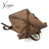 Xajzpa - New Luxury Vintage Canvas Backpacks For Men Oil Wax Leather Travel Backpack Large