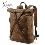 Xajzpa - New Luxury Vintage Canvas Backpacks For Men Oil Wax Leather Travel Backpack Large